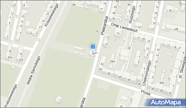 Bytom, Piekarska, 73, mapa Bytomia
