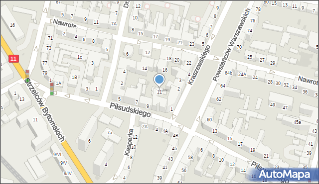 Bytom, Piłsudskiego Józefa, marsz., 11, mapa Bytomia