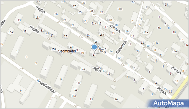 Bytom, Piątka Adolfa, 17, mapa Bytomia