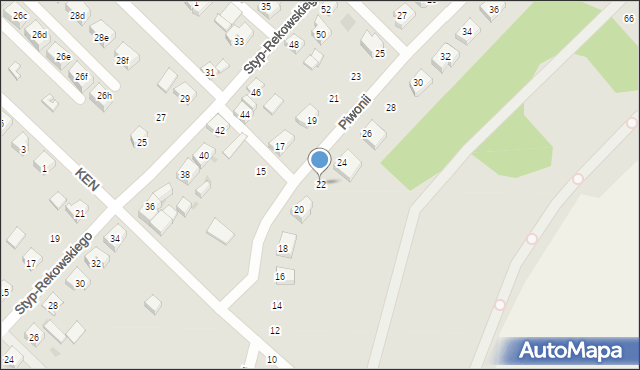 Bytów, Piwonii, 22, mapa Bytów