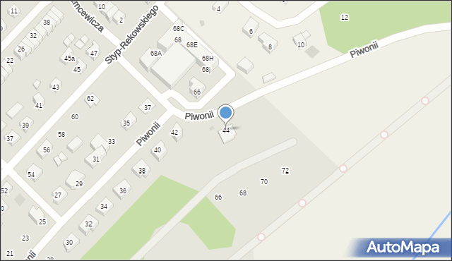 Bytów, Piwonii, 44, mapa Bytów