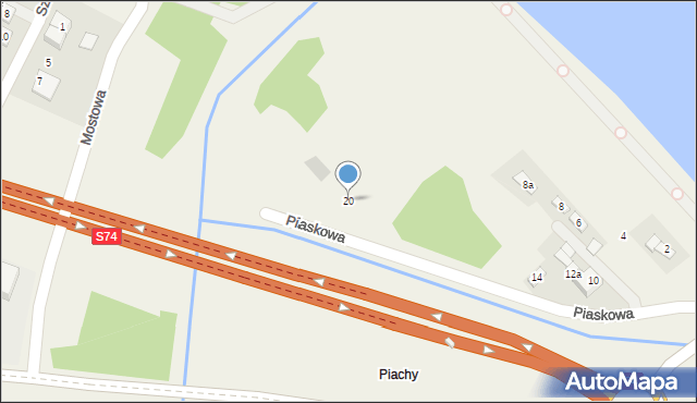 Cedzyna, Piaskowa, 20, mapa Cedzyna