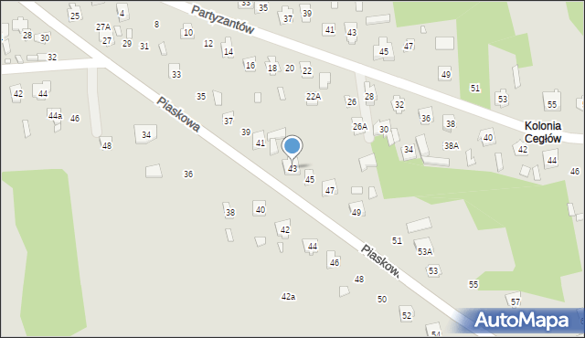 Cegłów, Piaskowa, 43, mapa Cegłów