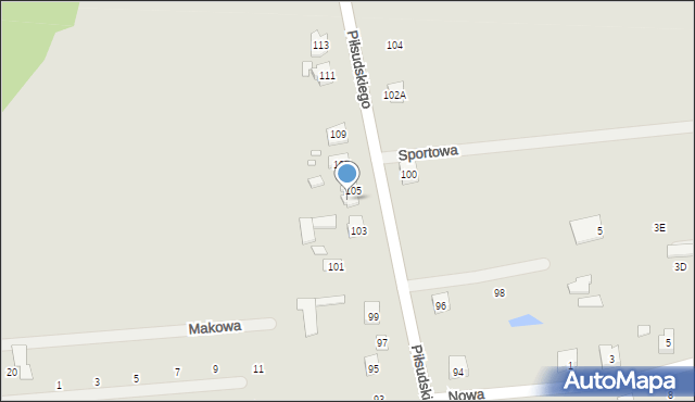 Cegłów, Piłsudskiego Józefa, marsz., 105a, mapa Cegłów