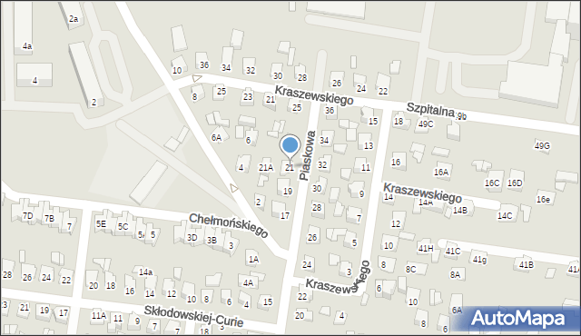 Chełm, Piaskowa, 21, mapa Chełma