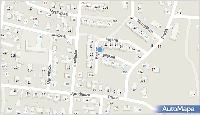 Chełm, Piękna, 13A, mapa Chełma