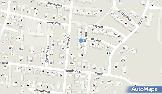 Chełm, Piękna, 17, mapa Chełma