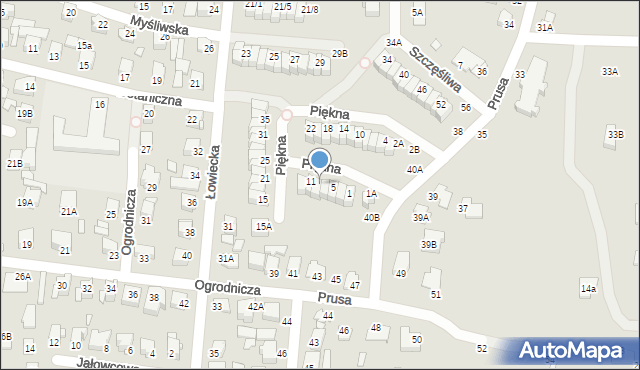 Chełm, Piękna, 9, mapa Chełma