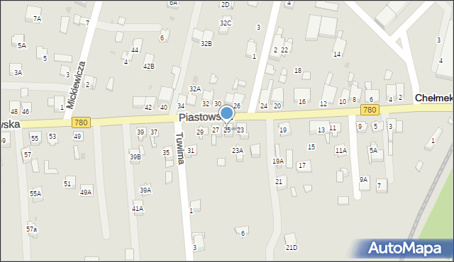 Chełmek, Piastowska, 25, mapa Chełmek