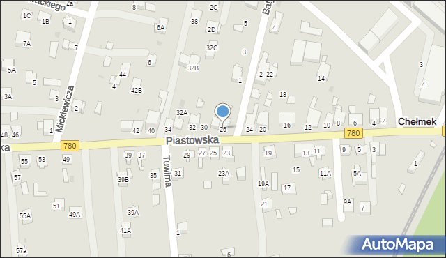 Chełmek, Piastowska, 26, mapa Chełmek