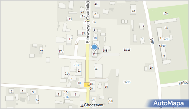 Choczewo, Pierwszych Osadników, 12, mapa Choczewo