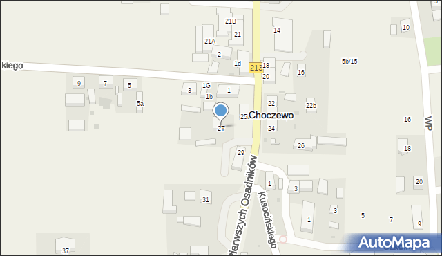Choczewo, Pierwszych Osadników, 27, mapa Choczewo