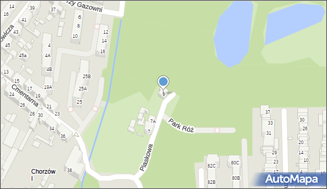 Chorzów, Piaskowa, 9, mapa Chorzów