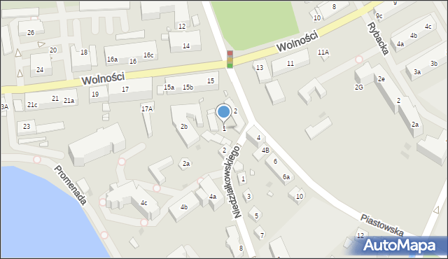 Choszczno, Piastowska, 1, mapa Choszczno