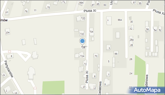 Chotomów, Piusa XI, 72B, mapa Chotomów