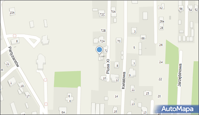 Chotomów, Piusa XI, 72g, mapa Chotomów