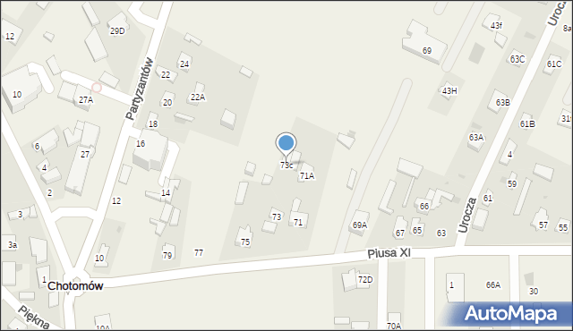 Chotomów, Piusa XI, 73c, mapa Chotomów