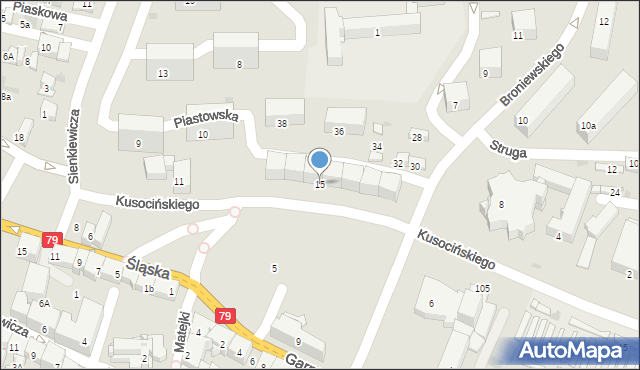 Chrzanów, Piastowska, 15, mapa Chrzanów