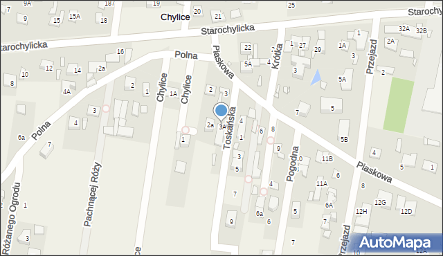 Chylice, Piaskowa, 3A, mapa Chylice