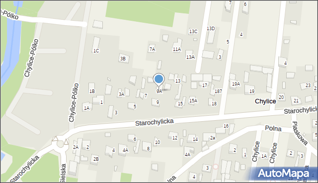 Chylice, Piaskowa, 9A, mapa Chylice