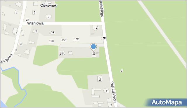 Cieksyn, Piłsudskiego Józefa, marsz., 15, mapa Cieksyn
