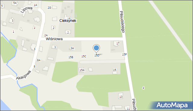 Cieksyn, Piłsudskiego Józefa, marsz., 15D, mapa Cieksyn