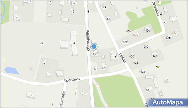 Cieksyn, Piłsudskiego Józefa, marsz., 6A, mapa Cieksyn