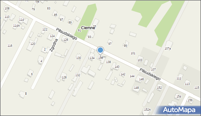 Ciemne, Piłsudskiego Józefa, marsz., 136, mapa Ciemne