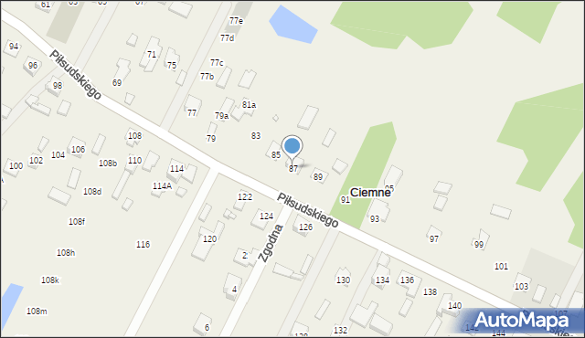 Ciemne, Piłsudskiego Józefa, marsz., 87, mapa Ciemne