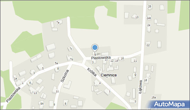 Ciemnice, Piastowska, 9, mapa Ciemnice