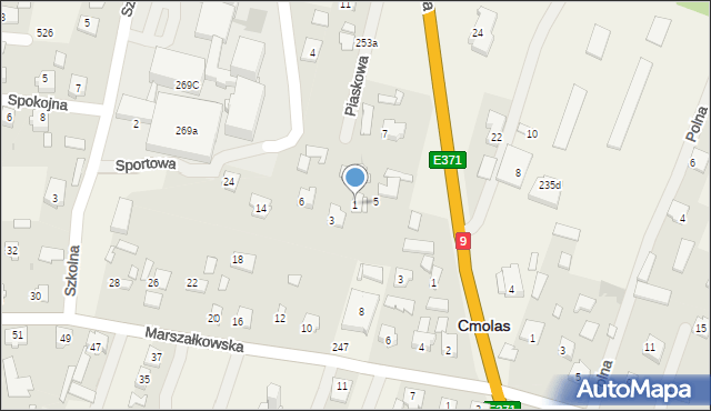 Cmolas, Piaskowa, 1, mapa Cmolas