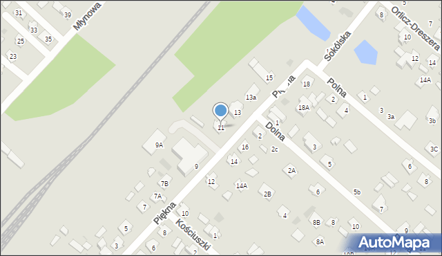 Czarna Białostocka, Piękna, 11, mapa Czarna Białostocka