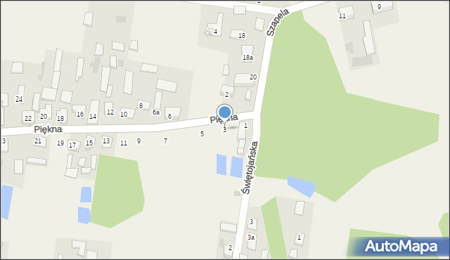 Czarna Wieś Kościelna, Piękna, 3, mapa Czarna Wieś Kościelna