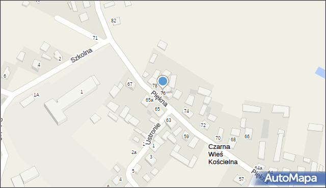 Czarna Wieś Kościelna, Piękna, 76, mapa Czarna Wieś Kościelna