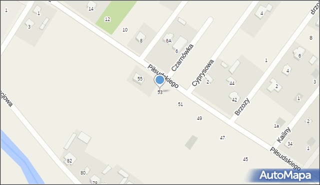 Czarnówka, Piłsudskiego Józefa, marsz., 53, mapa Czarnówka