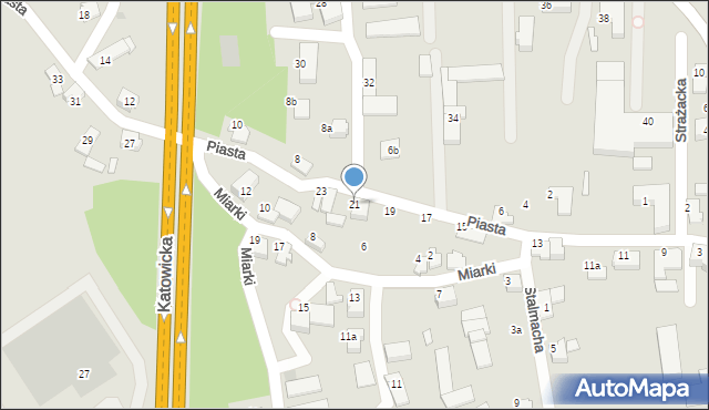 Czechowice-Dziedzice, Piasta, 21, mapa Czechowic-Dziedzic