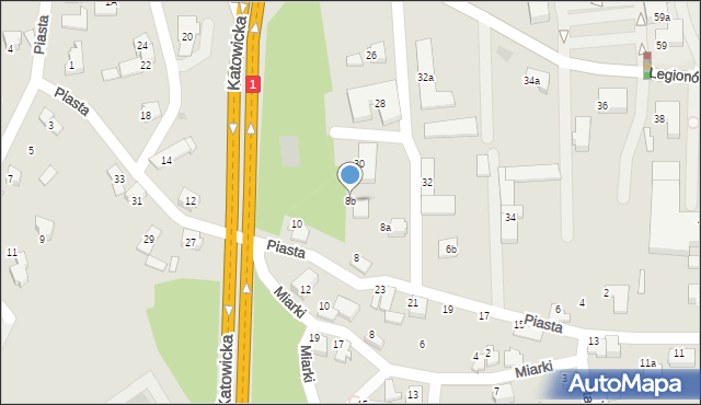 Czechowice-Dziedzice, Piasta, 8b, mapa Czechowic-Dziedzic