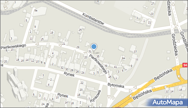 Czeladź, Pieńkowskiego Bolesława, 33, mapa Czeladź