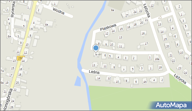 Czerwieńsk, Piaskowa, 7, mapa Czerwieńsk