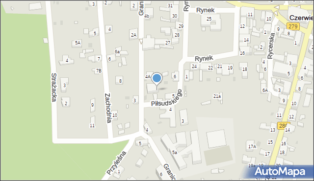 Czerwieńsk, Piłsudskiego Józefa, marsz., 6b, mapa Czerwieńsk