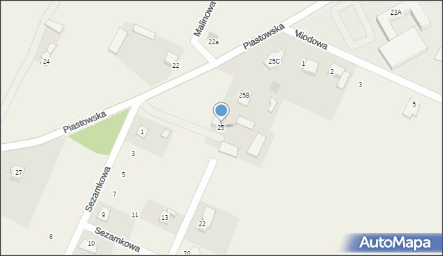 Czerwin, Piastowska, 25, mapa Czerwin