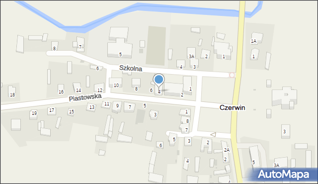 Czerwin, Piastowska, 4, mapa Czerwin