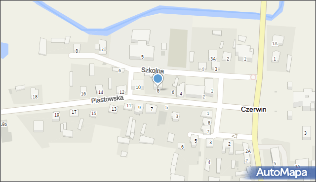 Czerwin, Piastowska, 8, mapa Czerwin