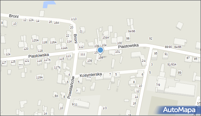 Częstochowa, Piastowska, 105, mapa Częstochowy