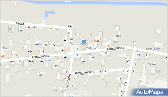 Częstochowa, Piastowska, 110, mapa Częstochowy