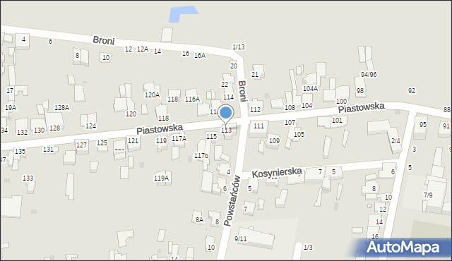 Częstochowa, Piastowska, 113, mapa Częstochowy