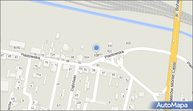 Częstochowa, Piastowska, 62B, mapa Częstochowy