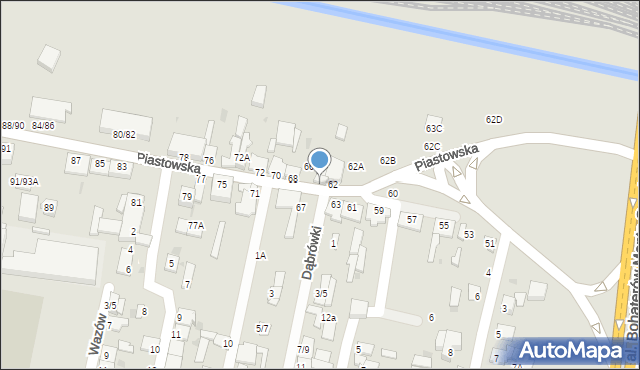 Częstochowa, Piastowska, 64, mapa Częstochowy