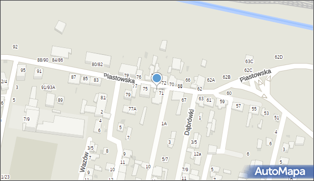 Częstochowa, Piastowska, 73, mapa Częstochowy