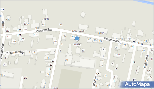 Częstochowa, Piastowska, 91/93A, mapa Częstochowy